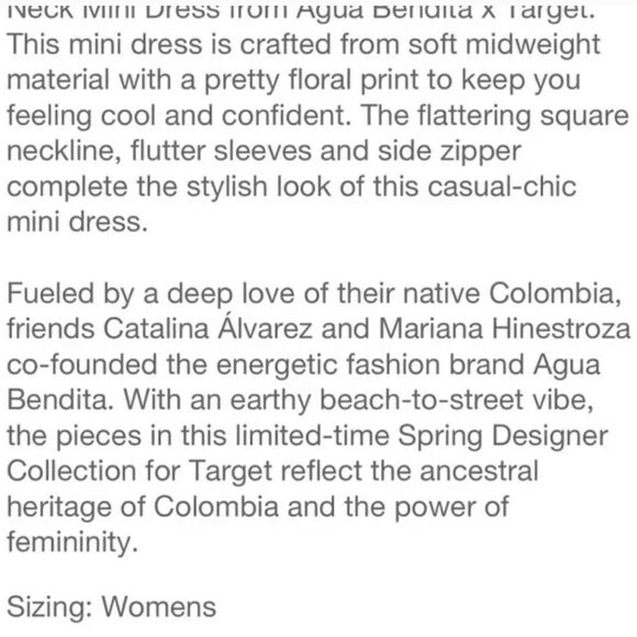 Agua Bendita Women's Dainty Floral Tile Print Flutter Sleeve Mini Dress NWT XXL - Picture 11 of 11